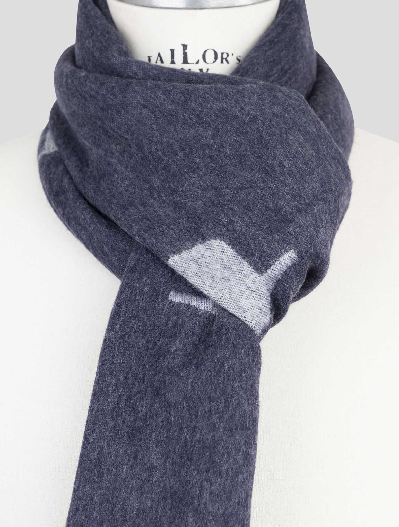 Kiton Blue Silk Cashmere Scarf