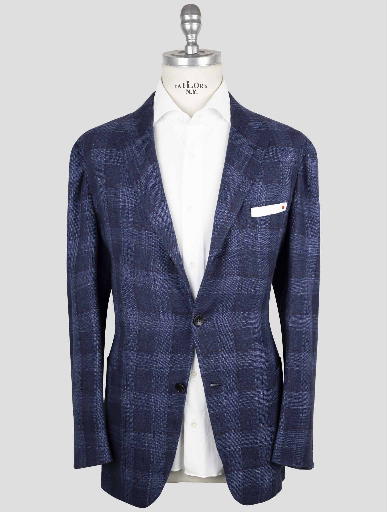 Kiton Blue Cashmere Silk Linen Blazer