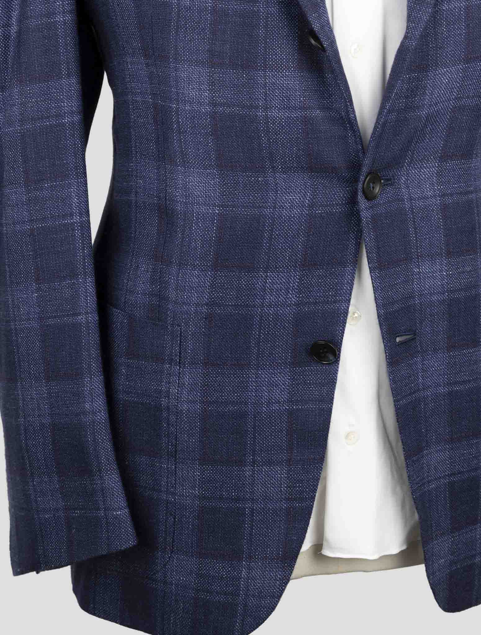 Kiton Blue Cashmere Silk Linen Blazer