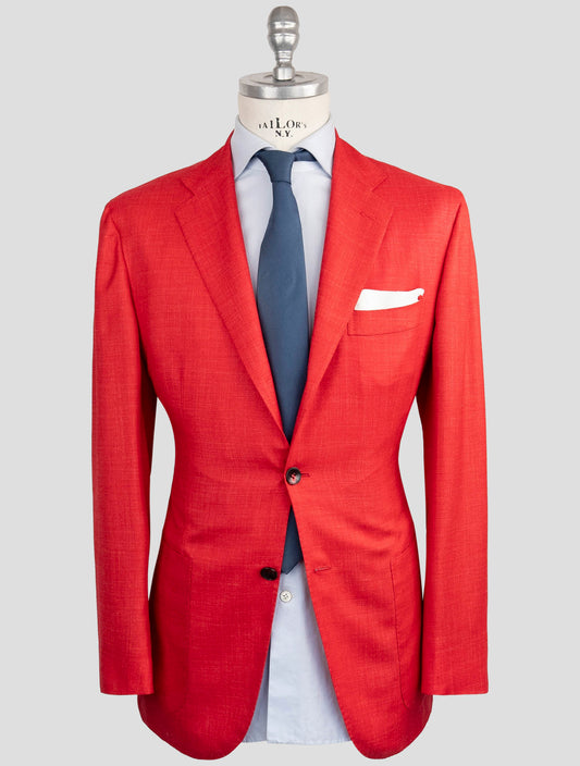 Kiton Red Silk Cashmere Linen Blazer
