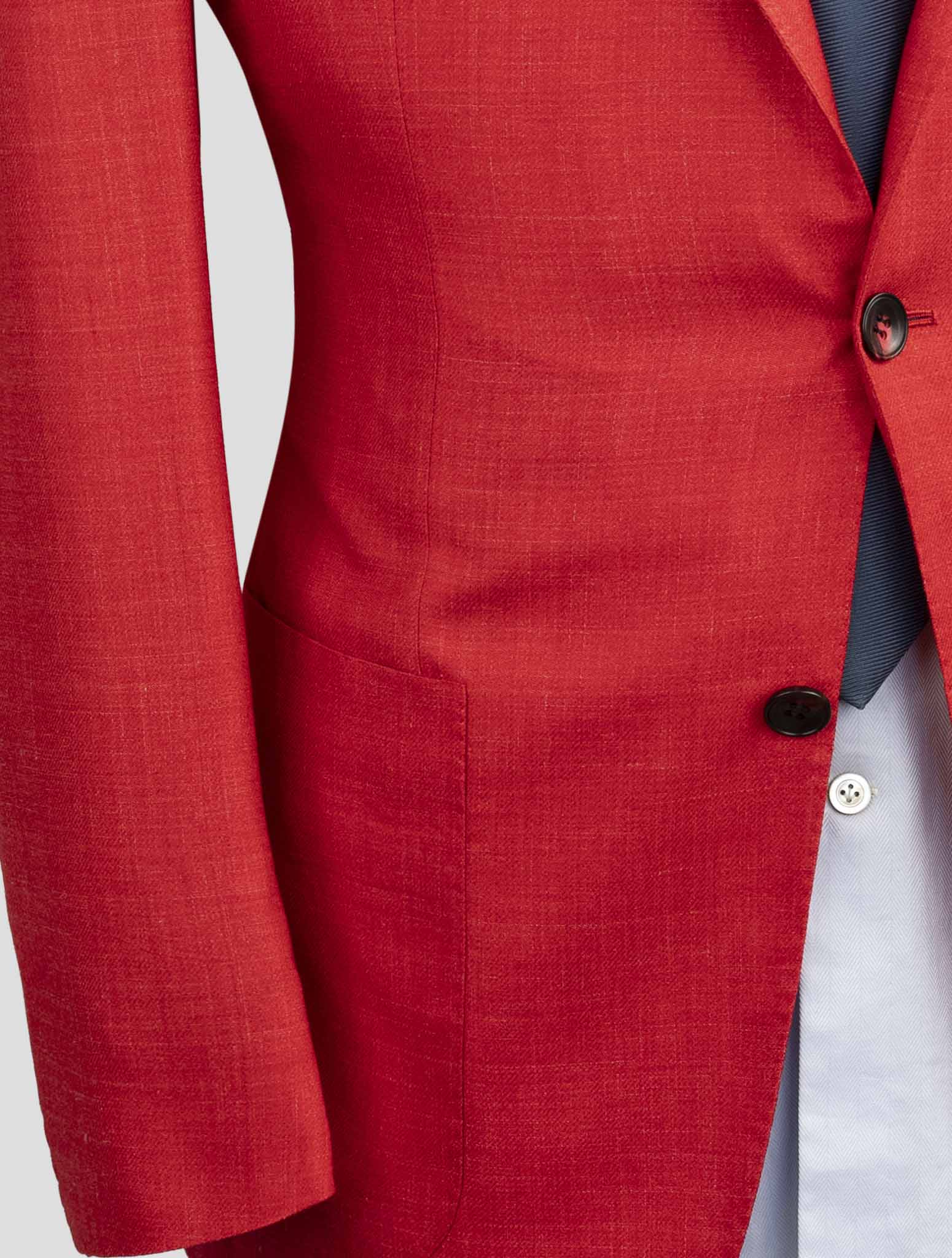 Kiton Red Silk Cashmere Linen Blazer