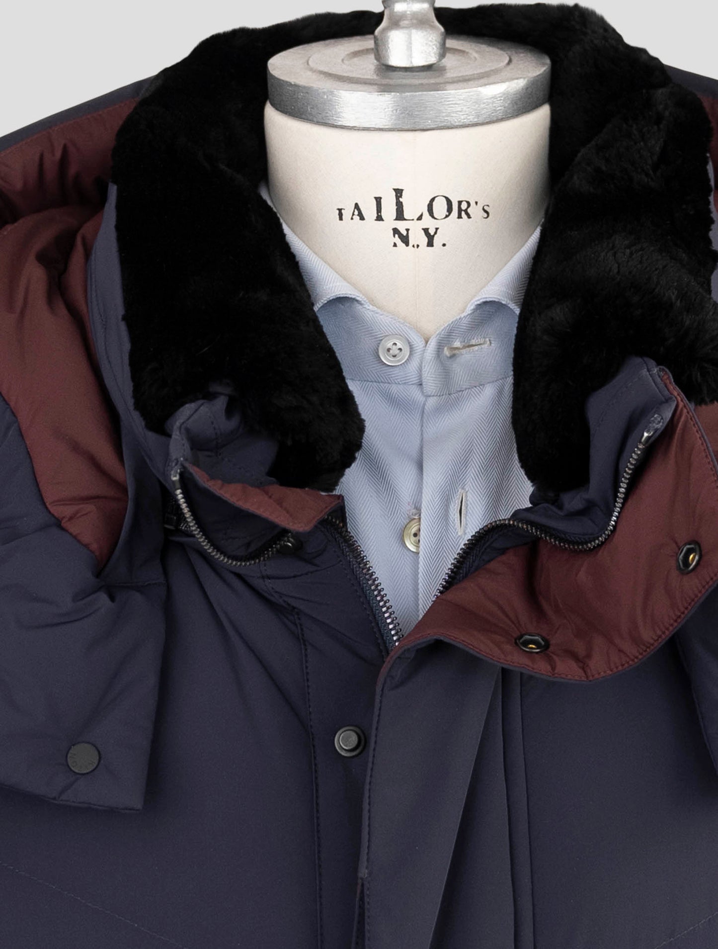 Kiton Blue Pa Ea Collar Beaver Overcoat