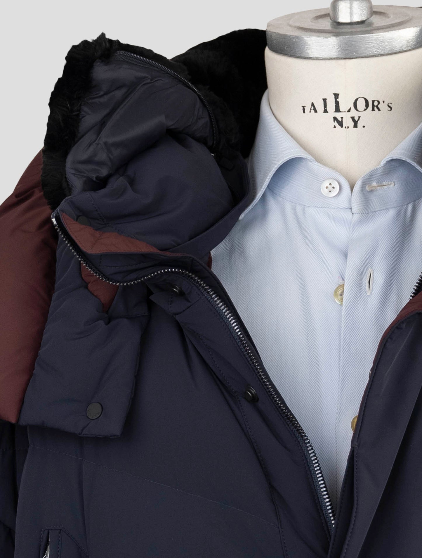 Kiton Blue Pa Ea Collar Beaver Overcoat