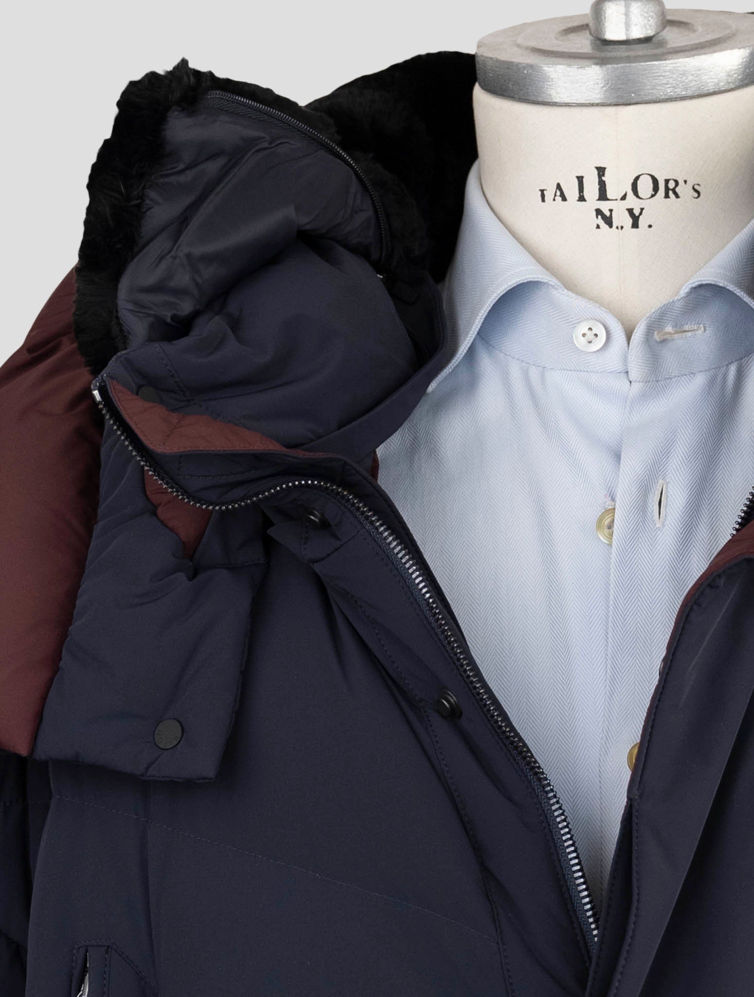 Kiton Blue Pa Ea Collar Beaver Overcoat