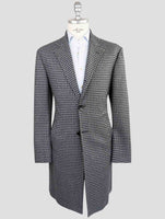 Kiton Gray Black Fleece Wool Overcoat