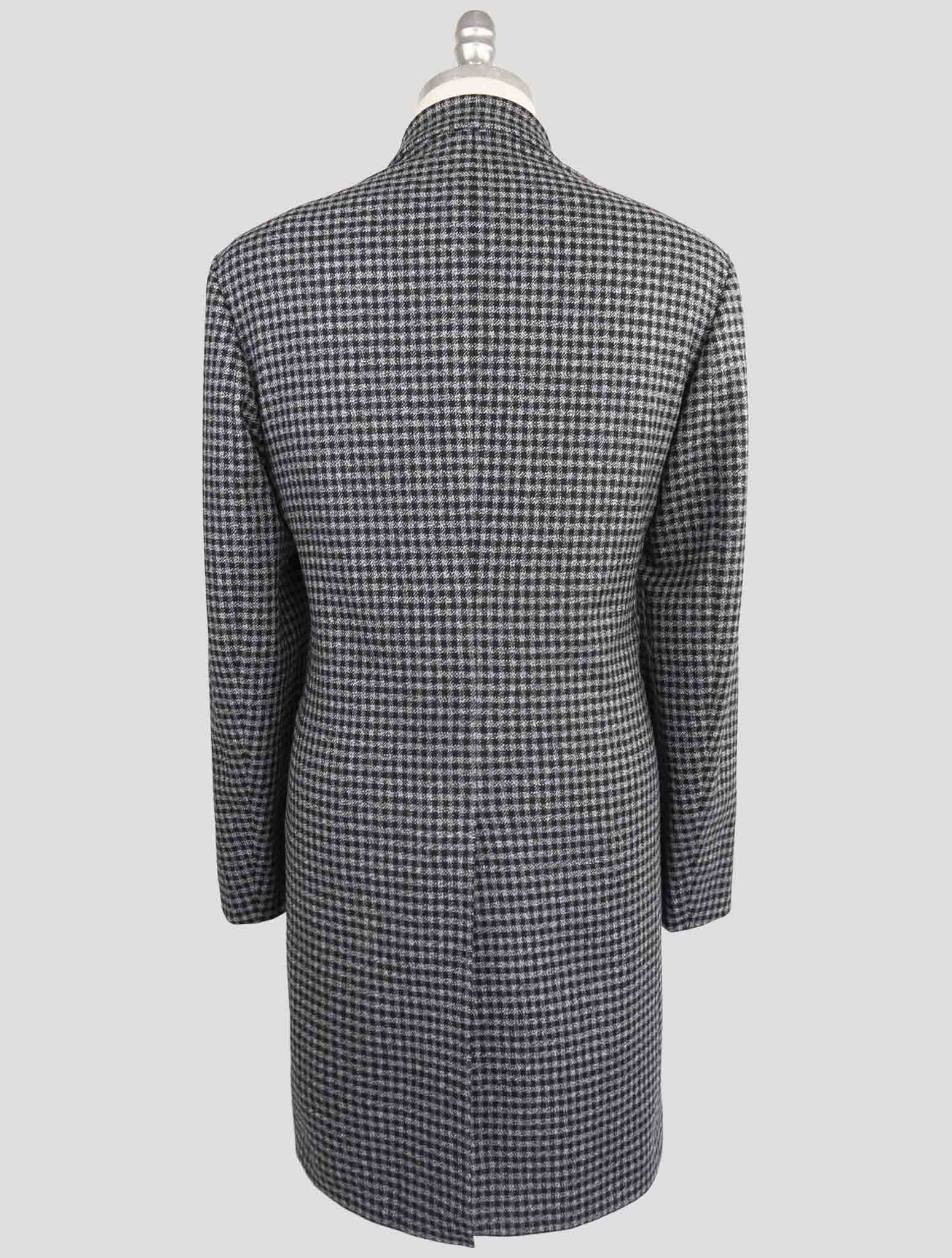 Kiton Gray Black Fleece Wool Overcoat