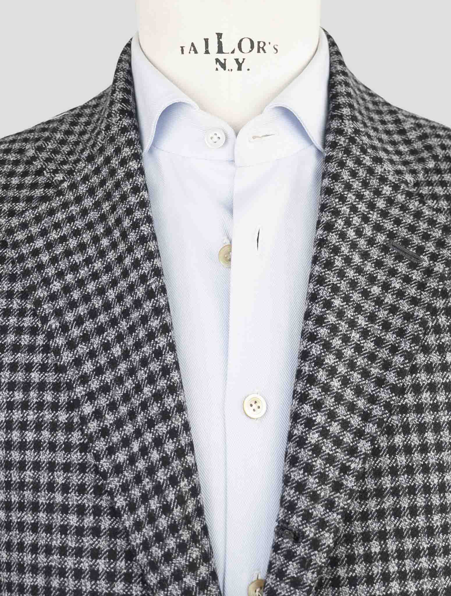 Kiton Gray Black Fleece Wool Overcoat