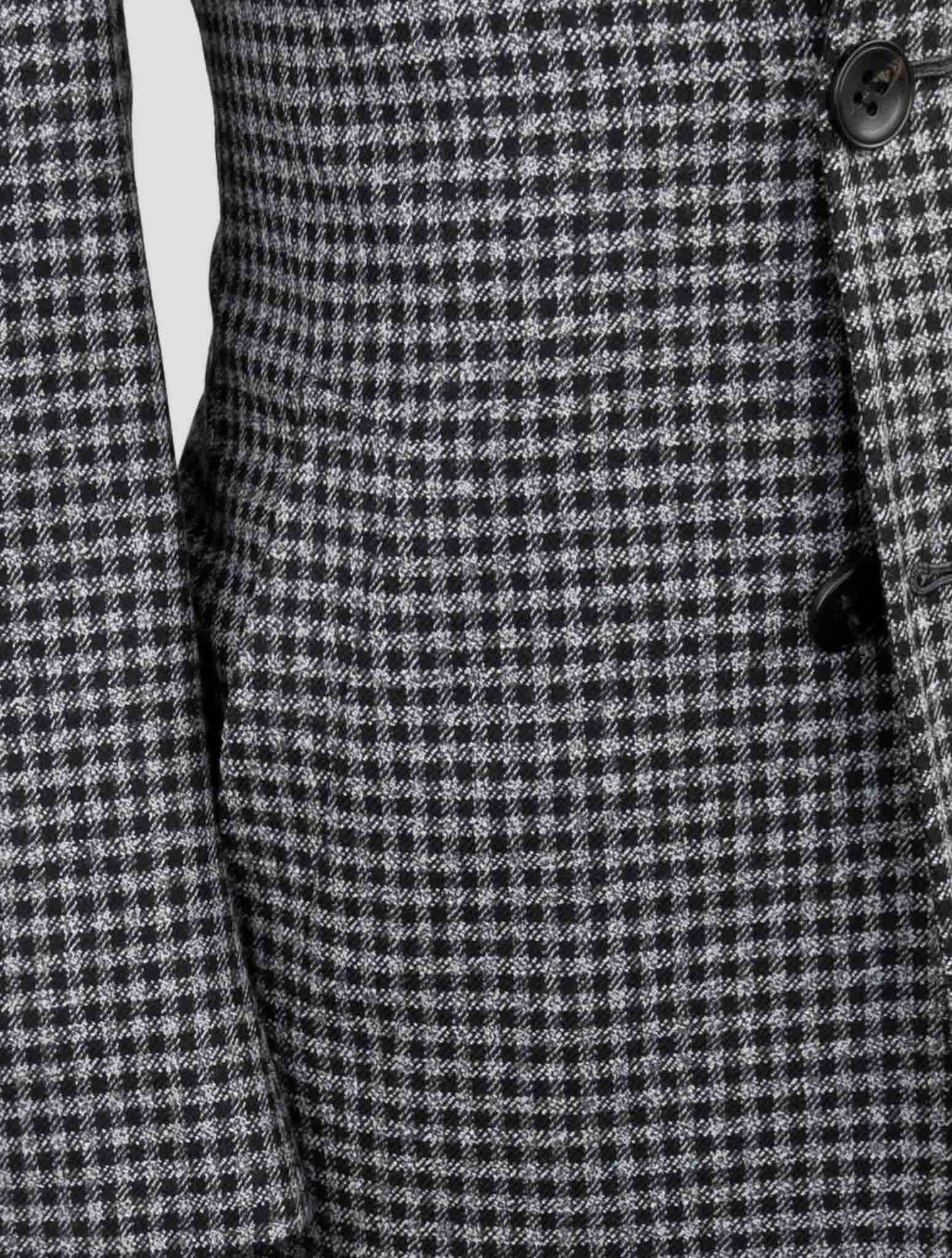 Kiton Gray Black Fleece Wool Overcoat