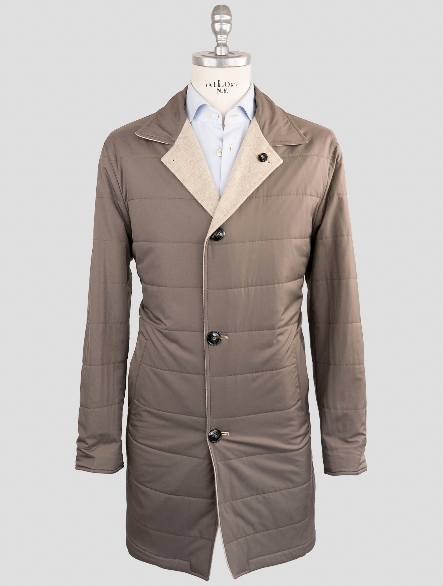 Kiton Beige Pl Cashmere Reverse Overcoat
