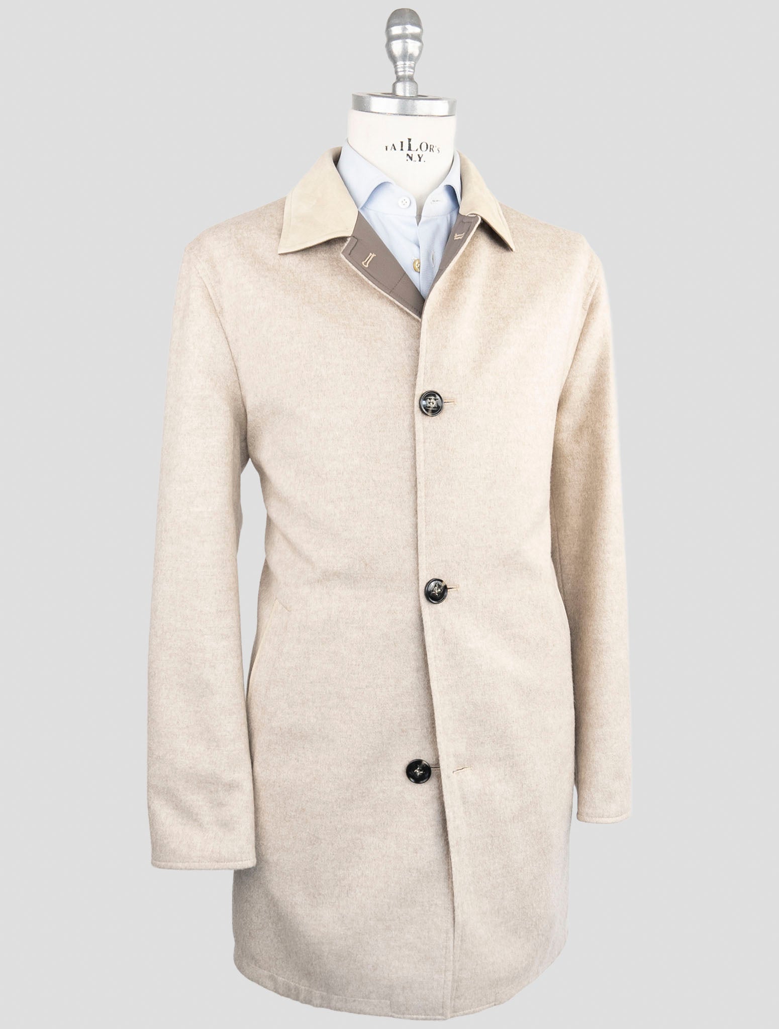Kiton Beige Pl Cashmere Reverse Overcoat