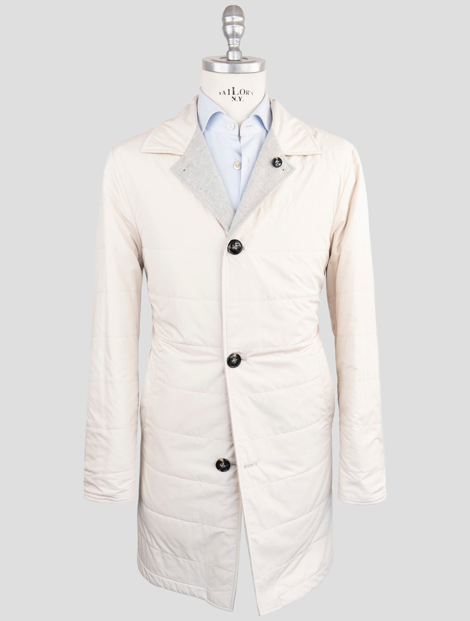 Kiton Beige Gray Pl Cashmere Reverse Overcoat