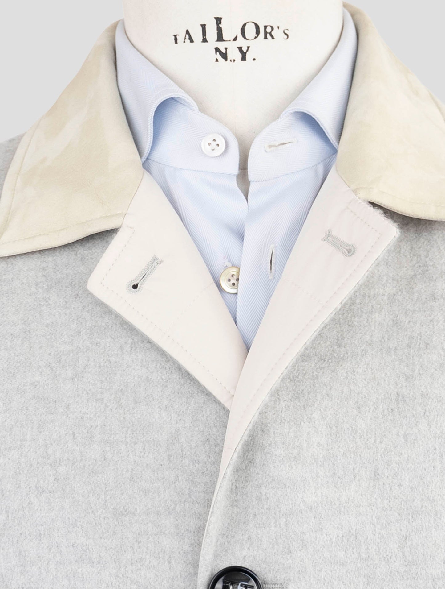 Kiton Beige Gray Pl Cashmere Reverse Overcoat