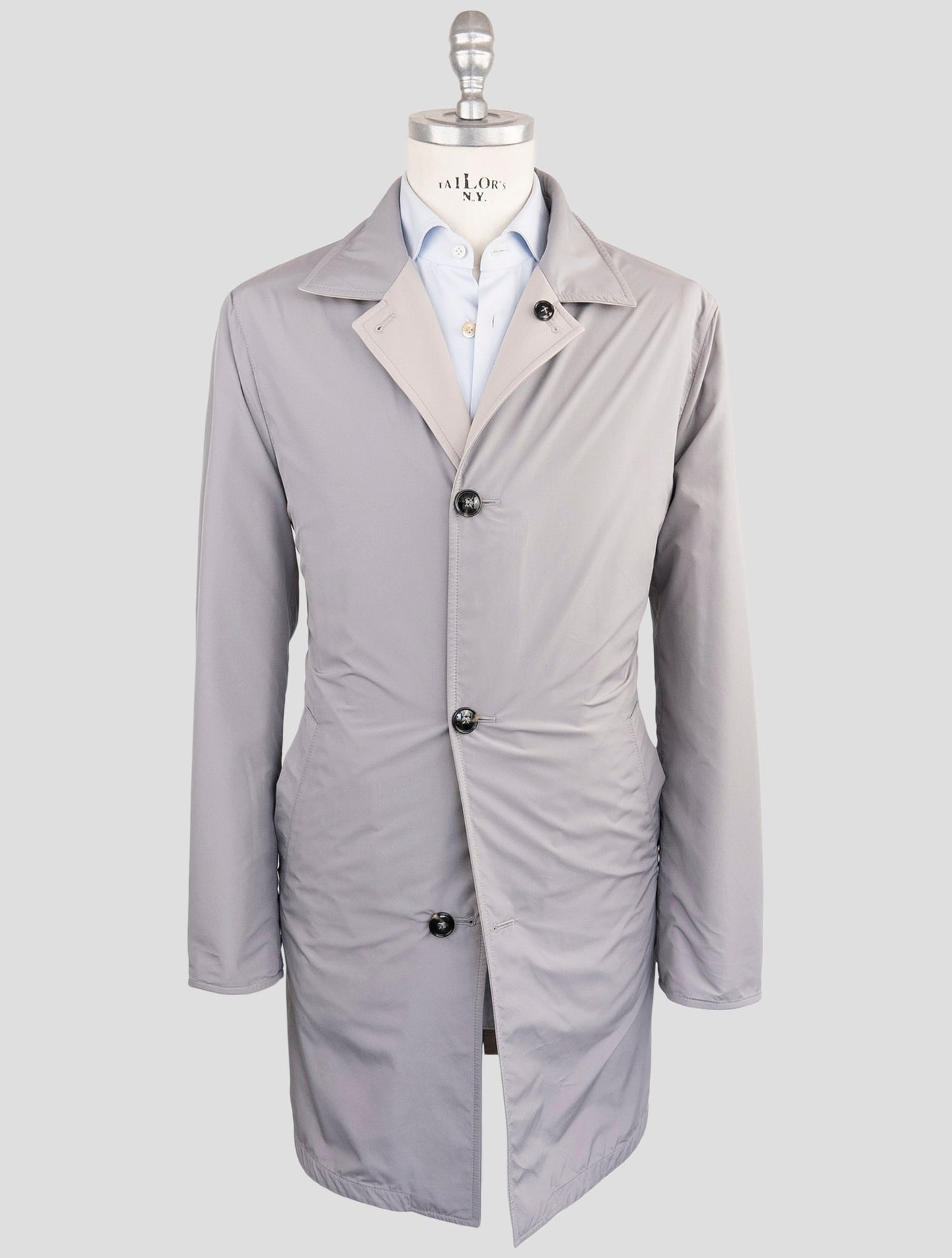 Kiton Gray Cotton Pa Pl Reverse Overcoat