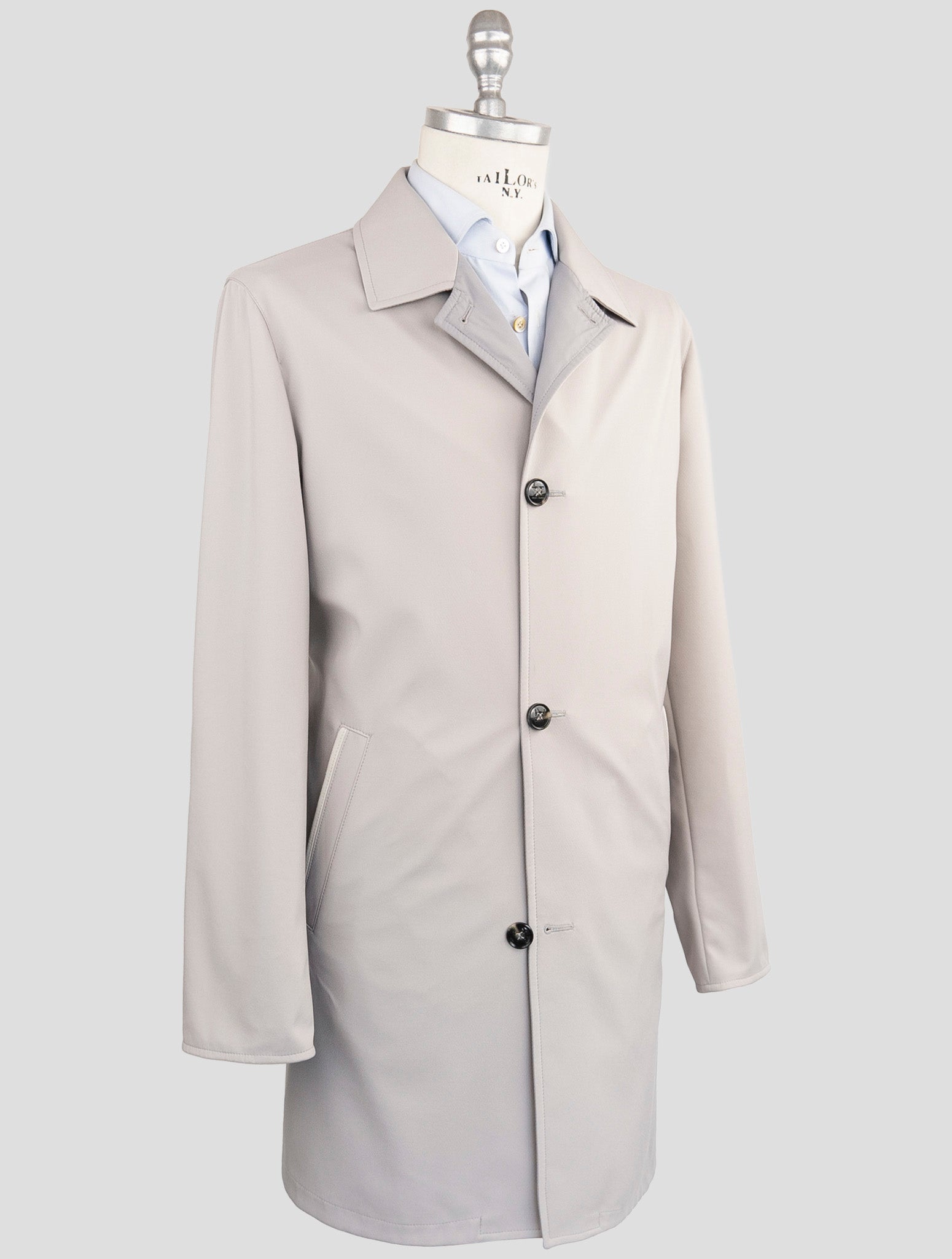 Kiton Gray Cotton Pa Pl Reverse Overcoat