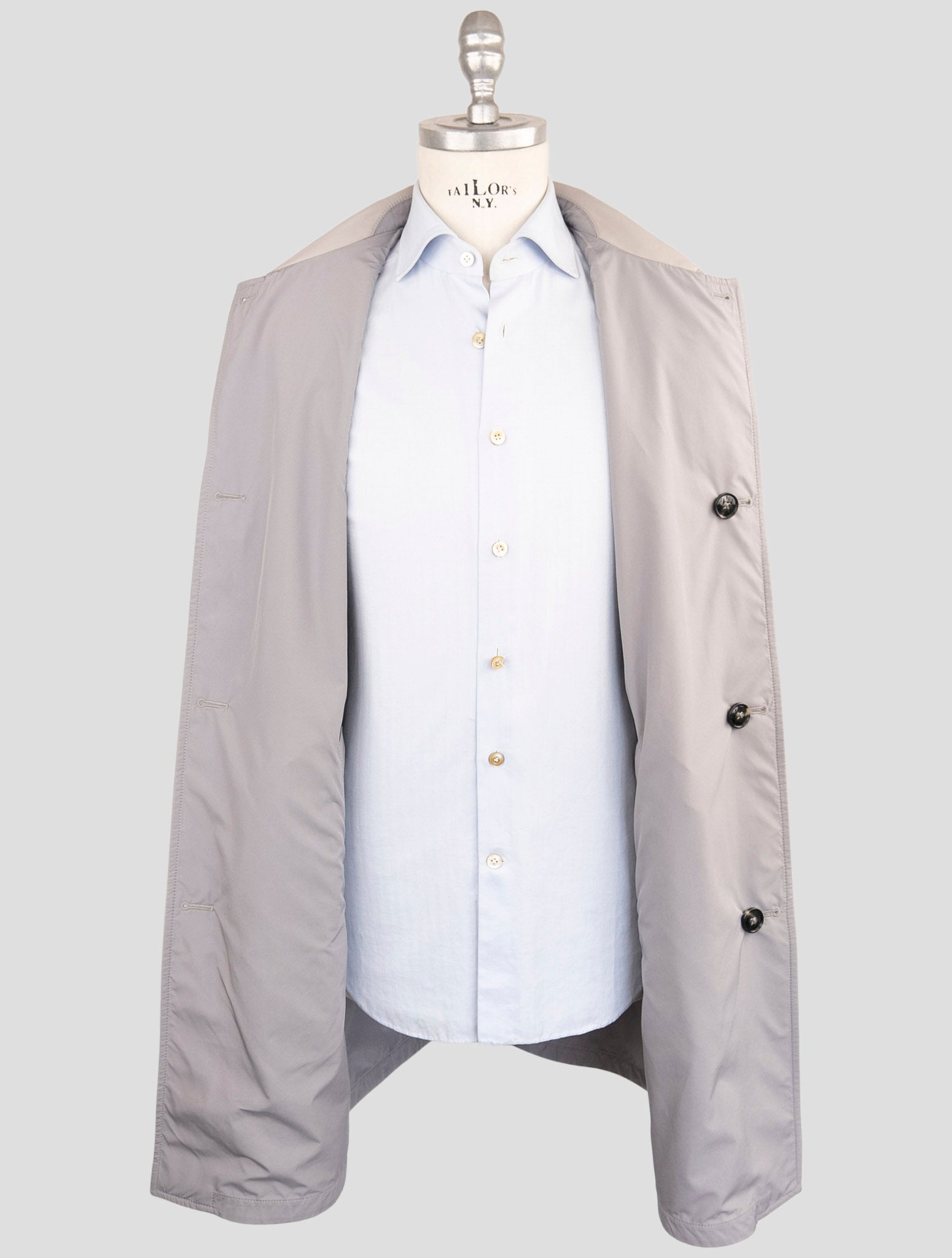 Kiton Gray Cotton Pa Pl Reverse Overcoat