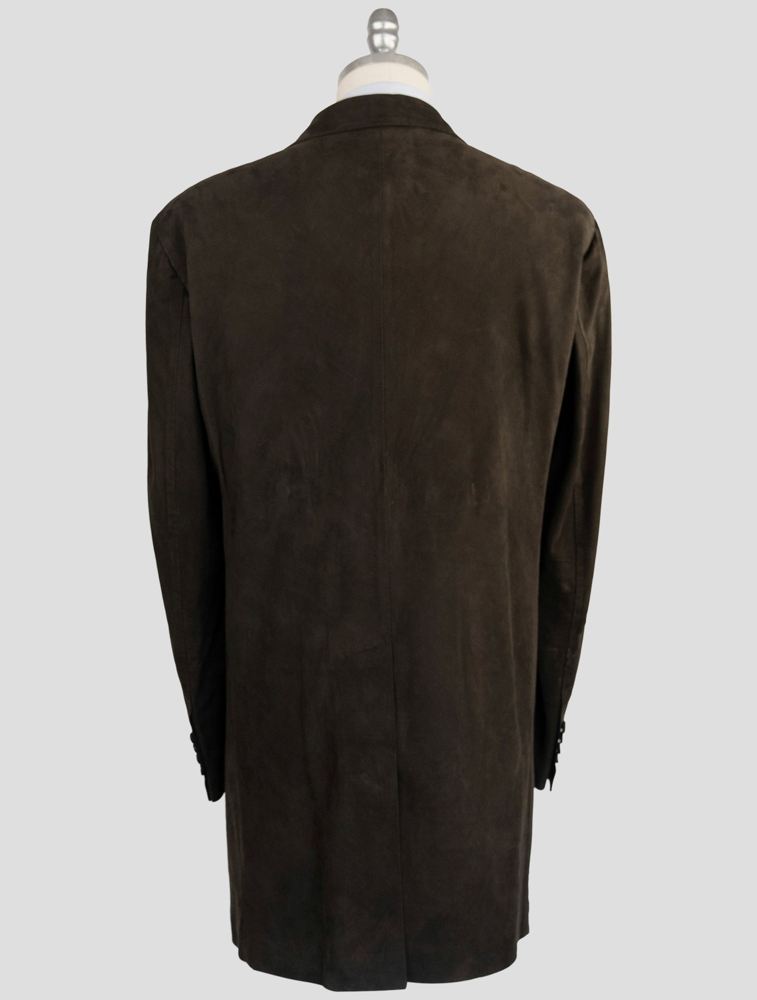 Kiton Brown Leather Suede Overcoat