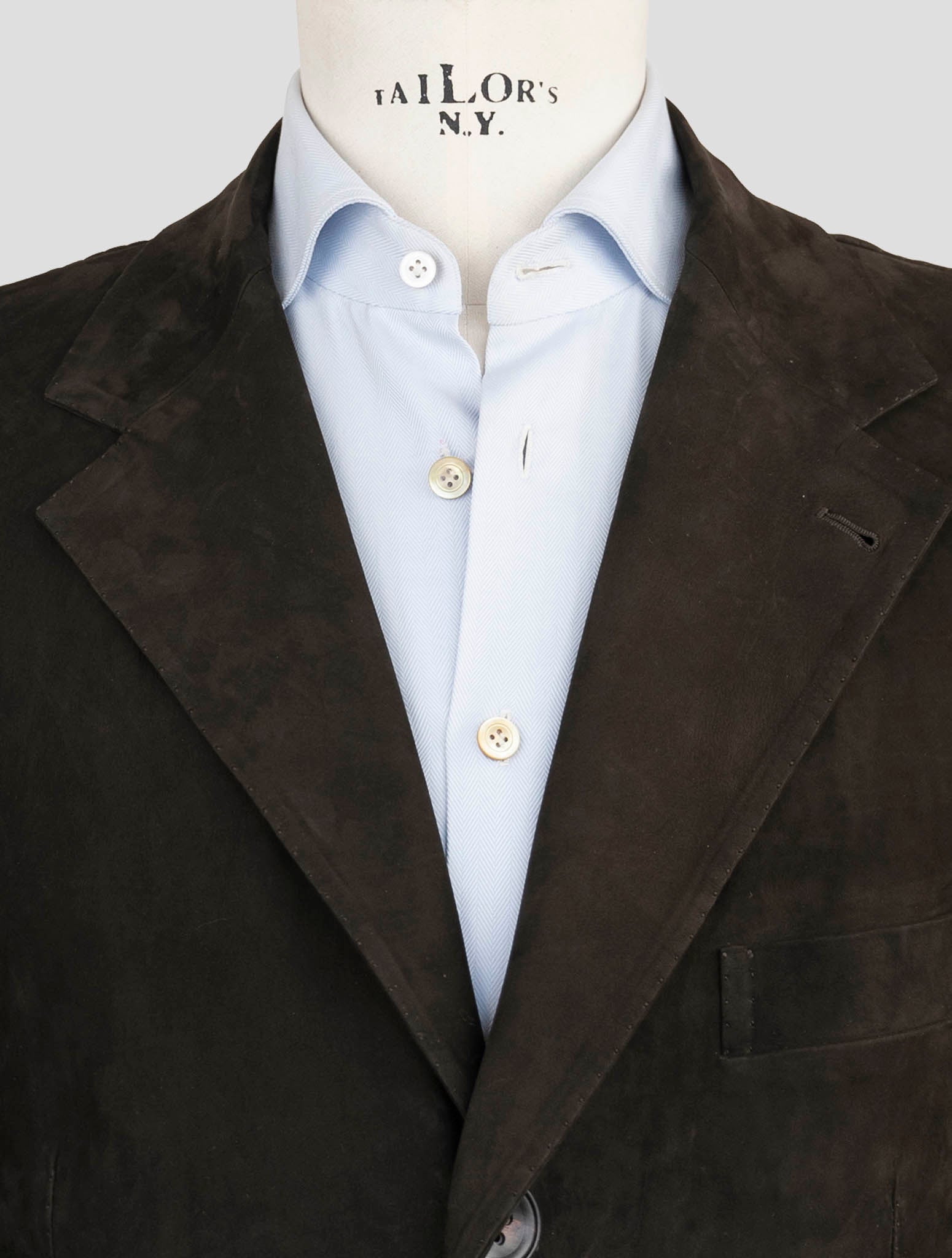 Kiton Brown Leather Suede Overcoat