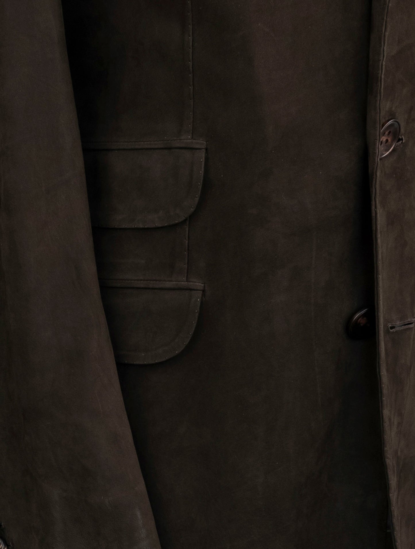 Kiton Brown Leather Suede Overcoat