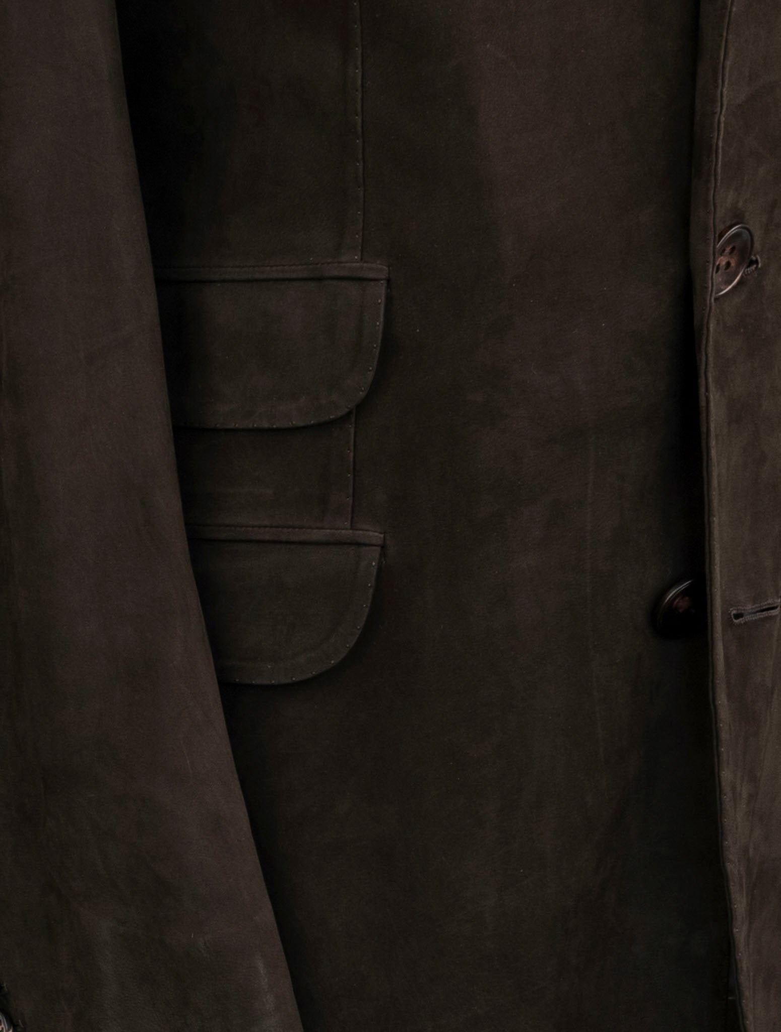 Kiton Brown Leather Suede Overcoat
