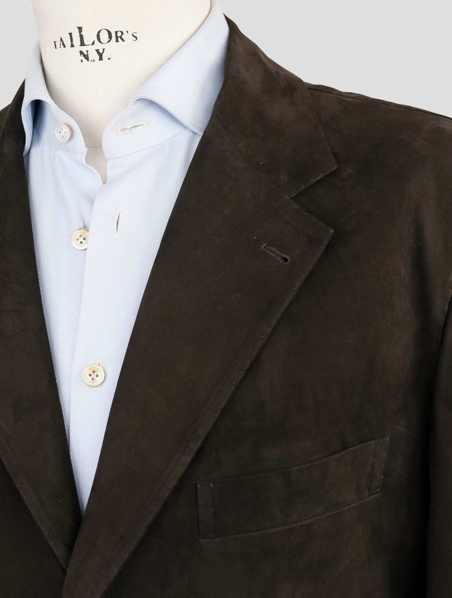 Kiton Brown Leather Suede Overcoat