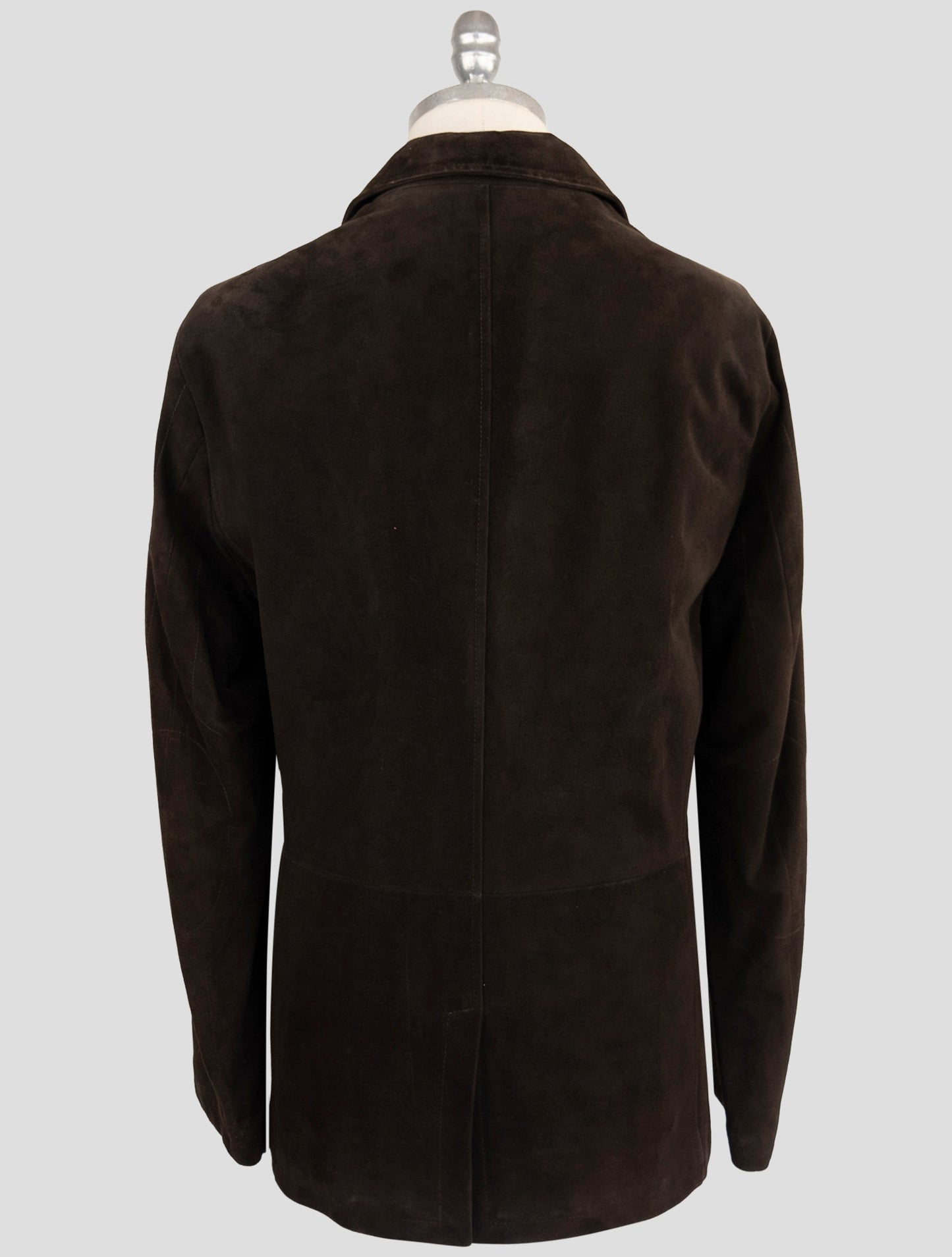 Kiton Brown Leather Suede Overcoat