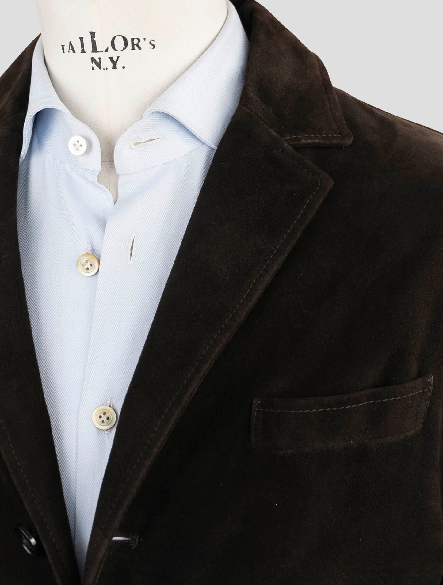 Kiton Brown Leather Suede Overcoat