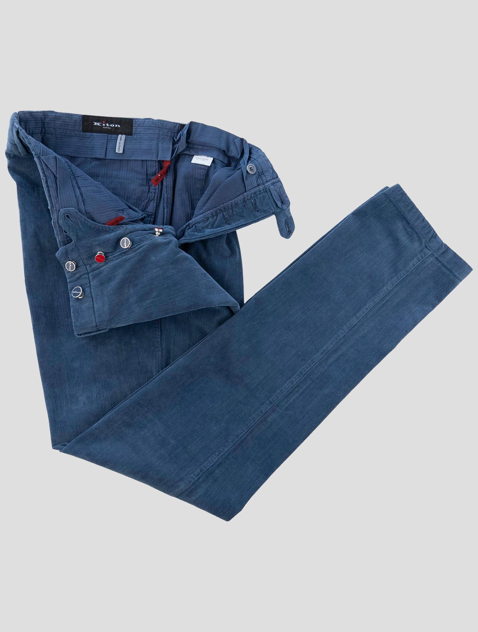 Kiton Blue Cotton Ea Velvet Pants