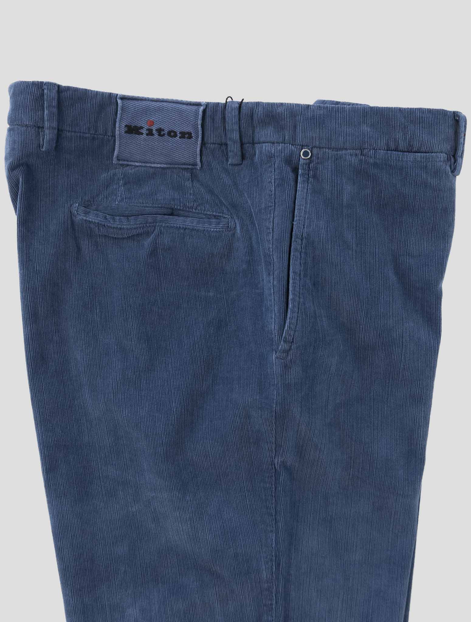 Kiton Blue Cotton Ea Velvet Pants