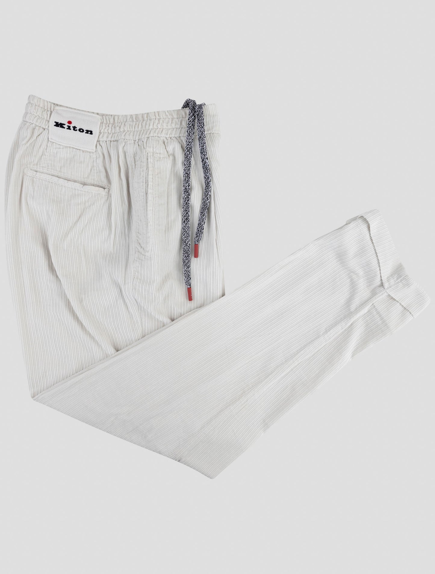 Kiton White Cotton Velvet Pants