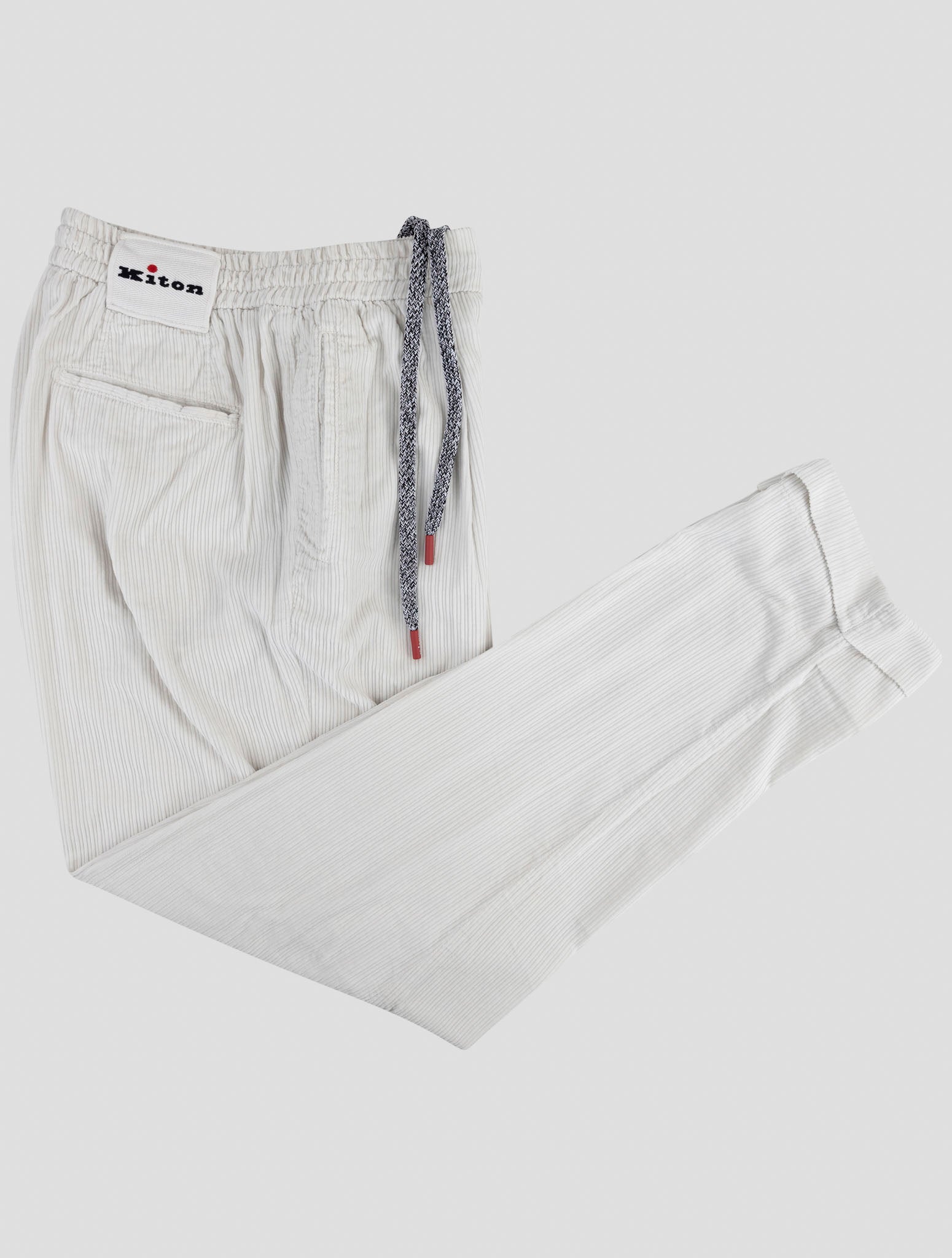 Kiton White Cotton Velvet Pants