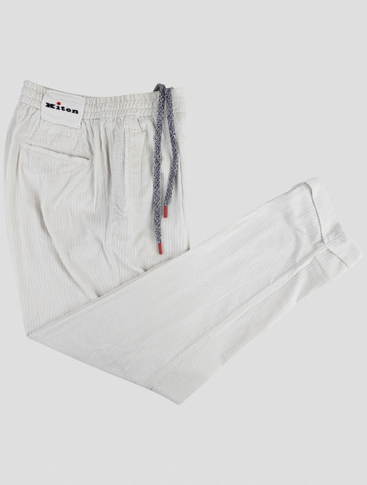Kiton White Cotton Velvet Pants