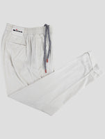 Kiton White Cotton Velvet Pants