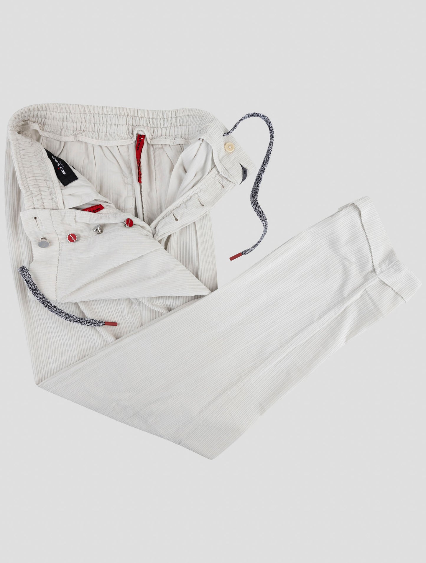 Kiton White Cotton Velvet Pants