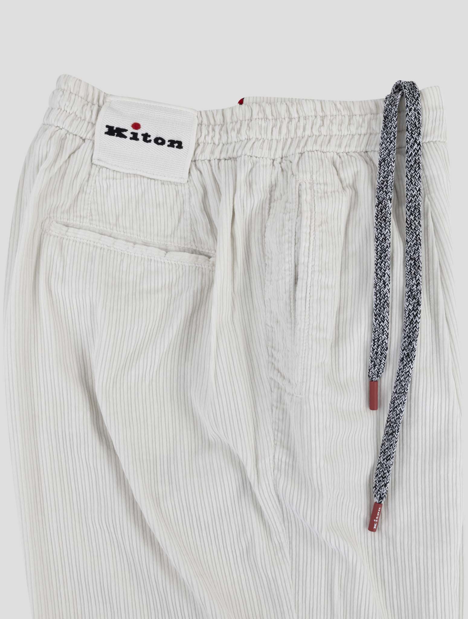 Kiton White Cotton Velvet Pants