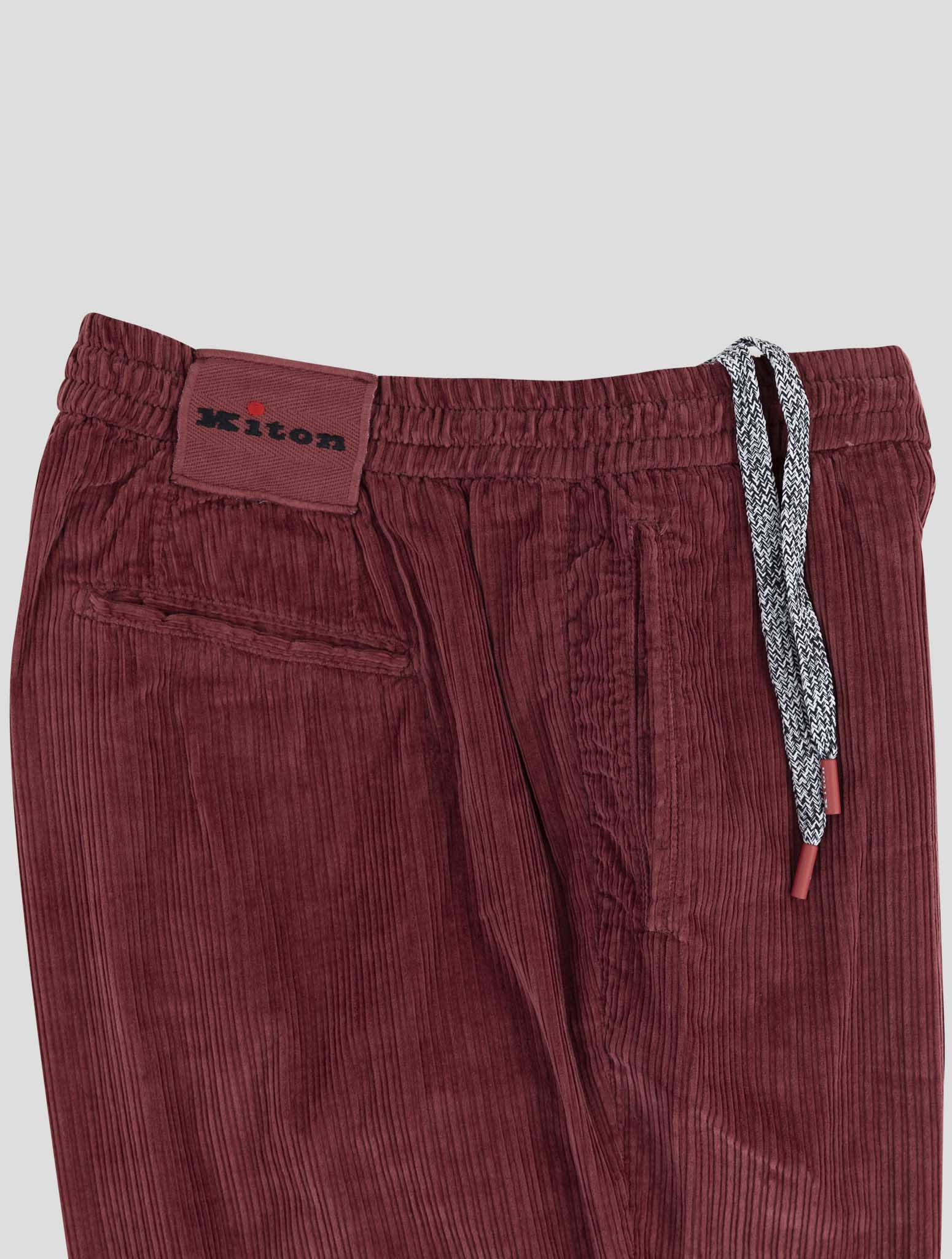Kiton Burgundy Cotton Velvet Pants