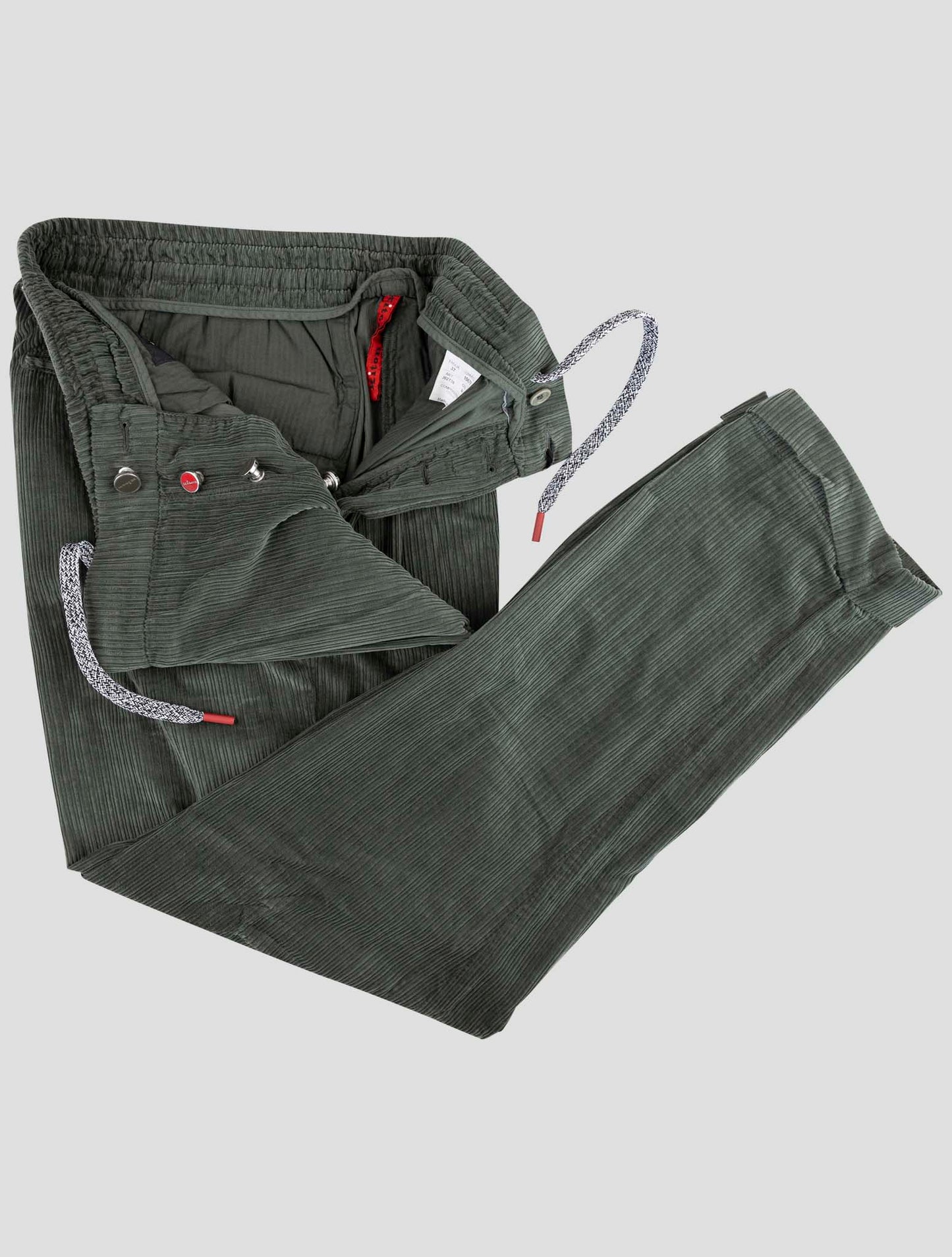 Kiton Green Cotton Velvet Pants
