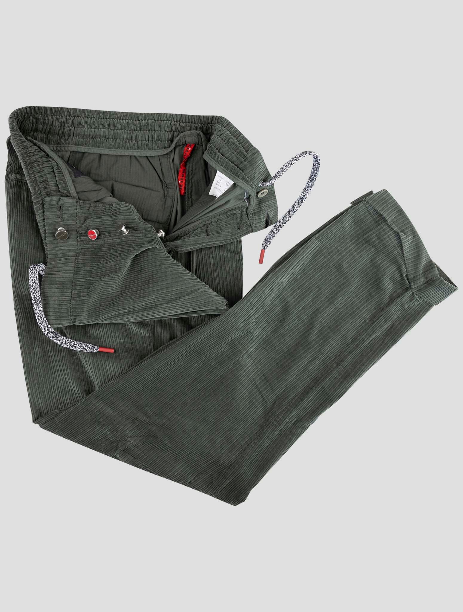 Kiton Green Cotton Velvet Pants