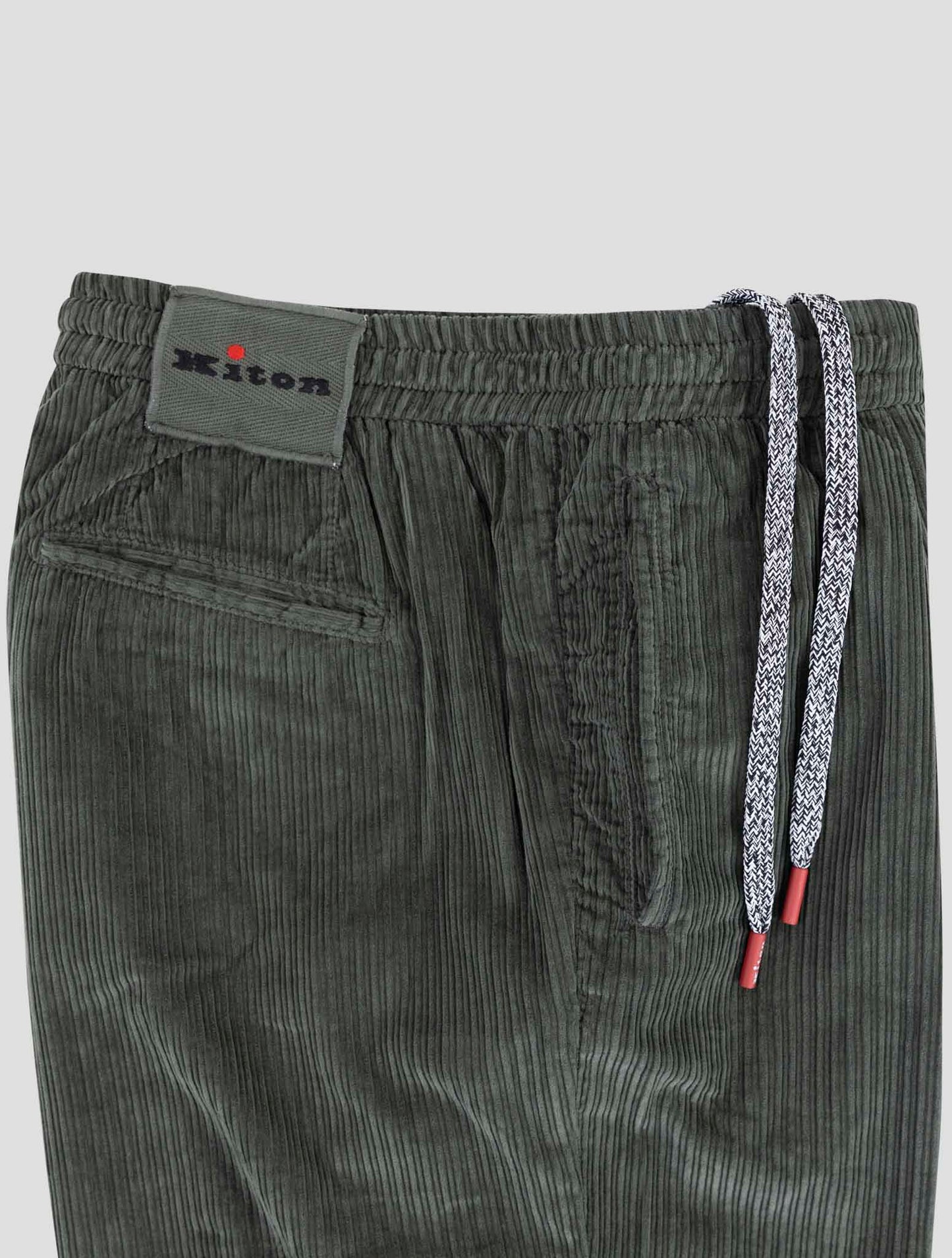 Kiton Green Cotton Velvet Pants