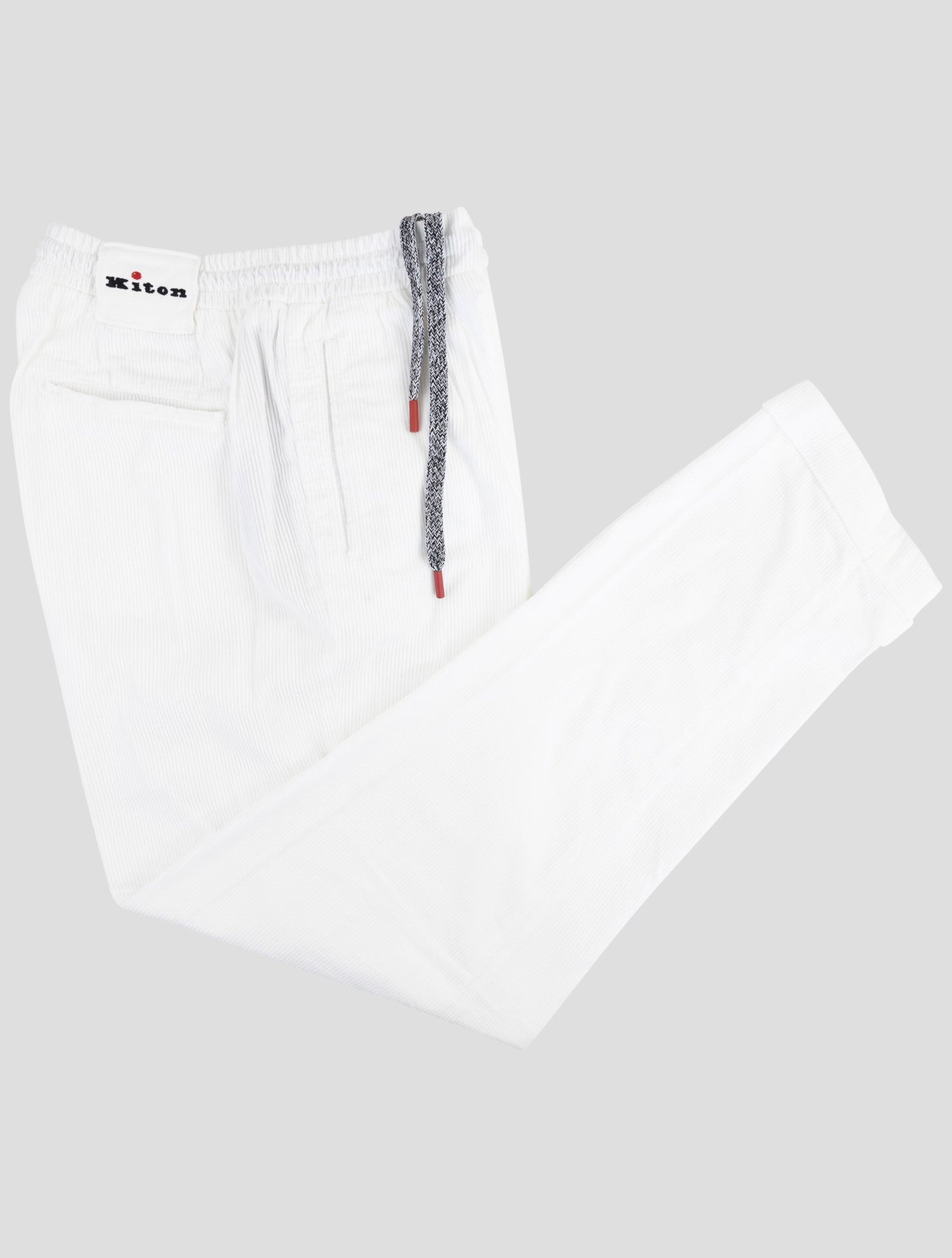 Kiton White Cotton Velvet Pants