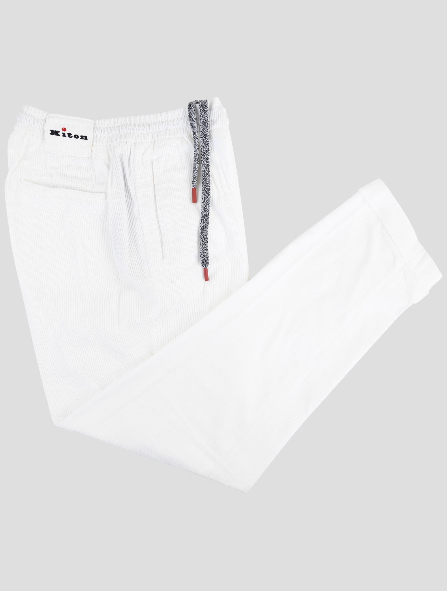 Kiton White Cotton Velvet Pants