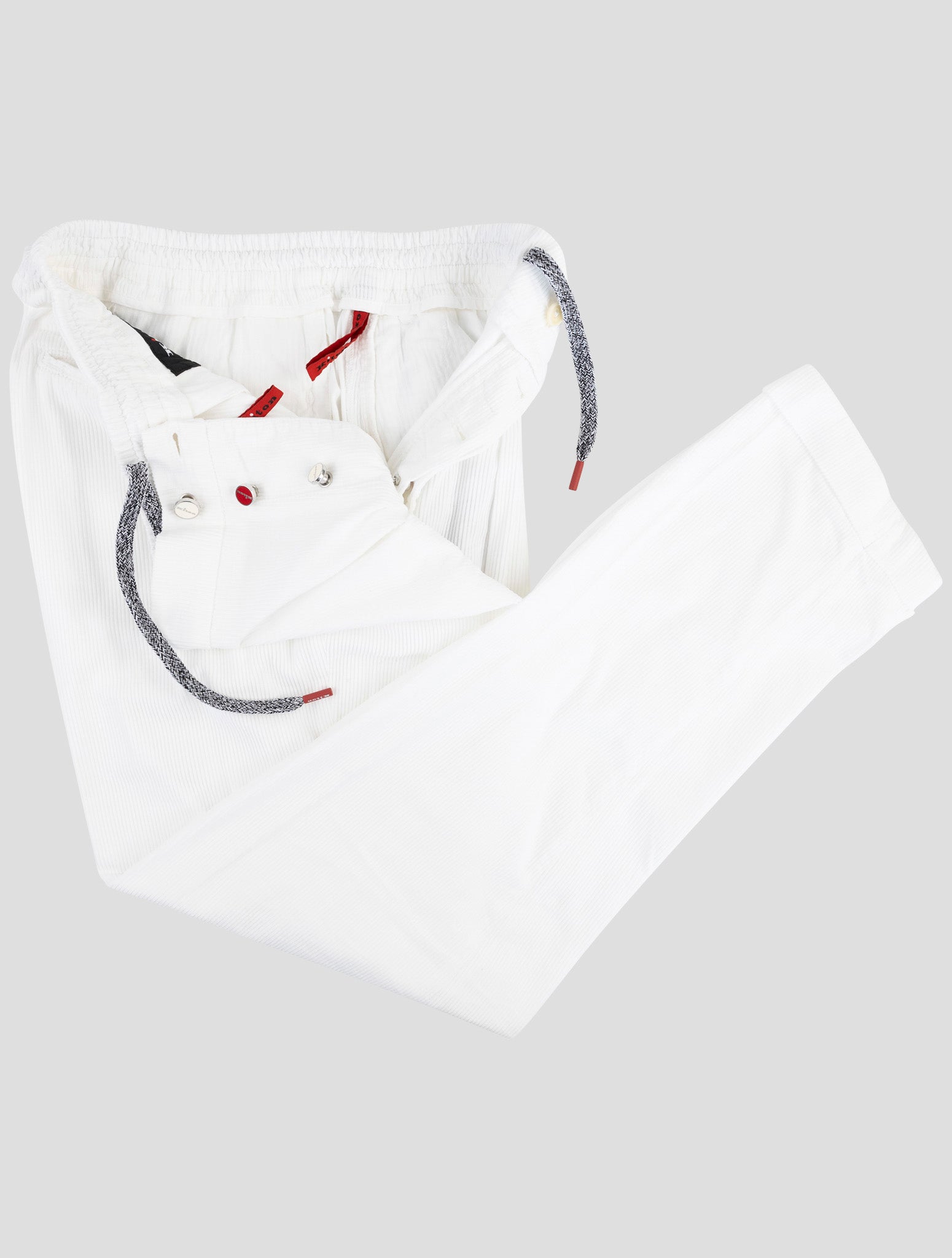 Kiton White Cotton Velvet Pants