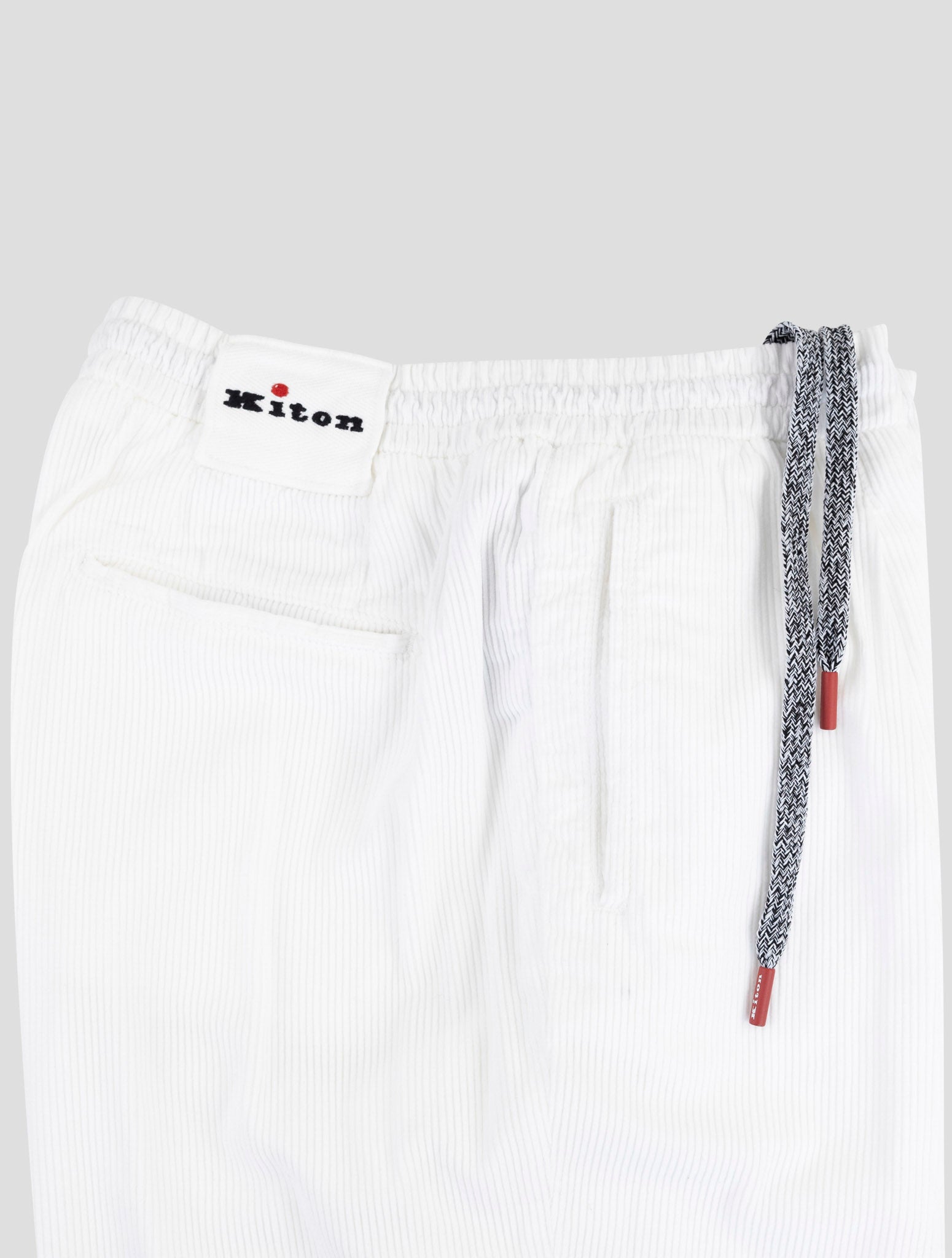 Kiton White Cotton Velvet Pants