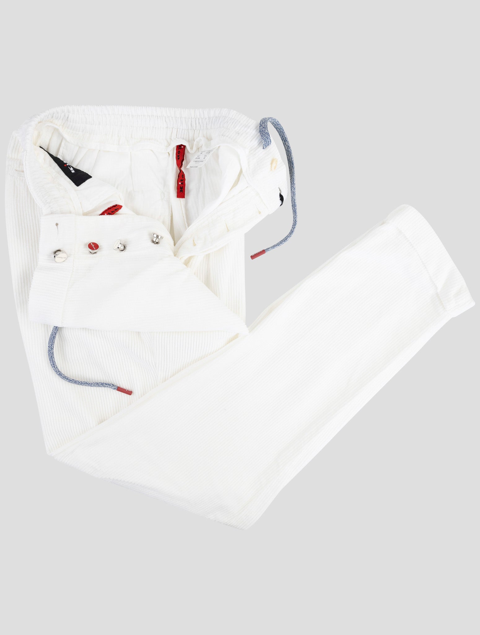 Kiton White Cotton Velvet Pants