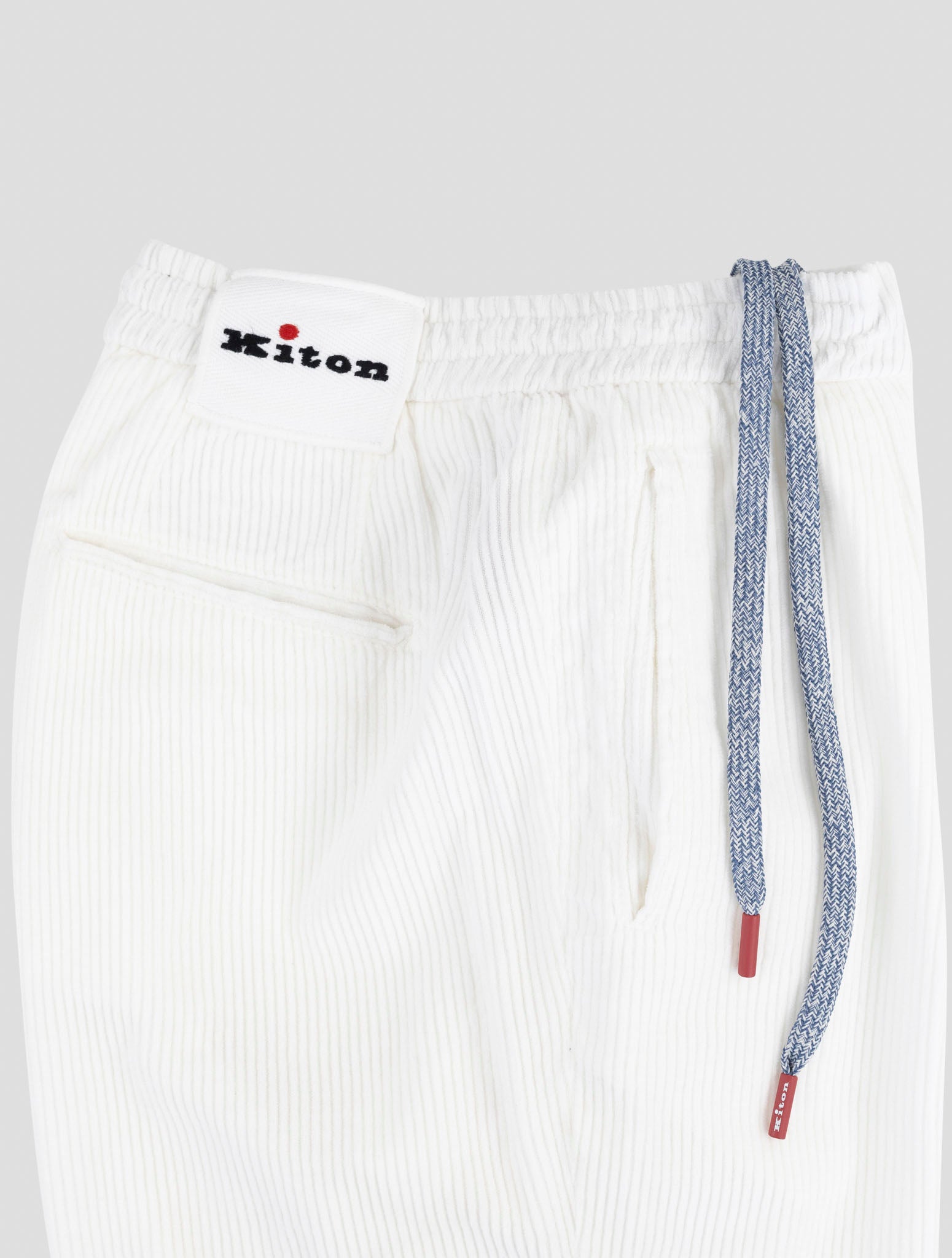 Kiton White Cotton Velvet Pants