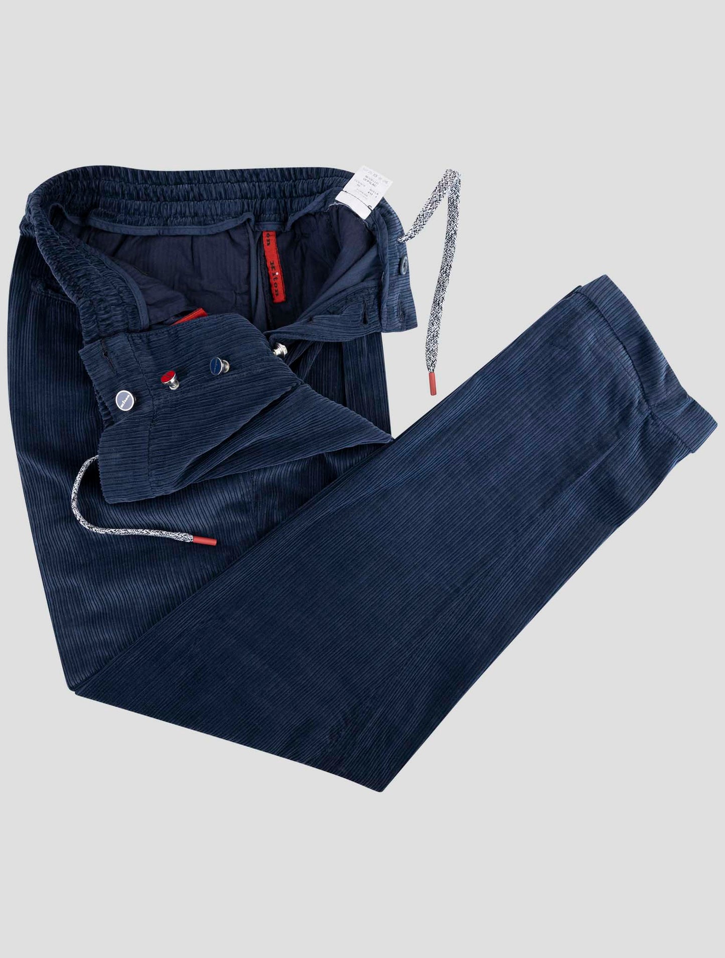 Kiton Blue Cotton Velvet Pants