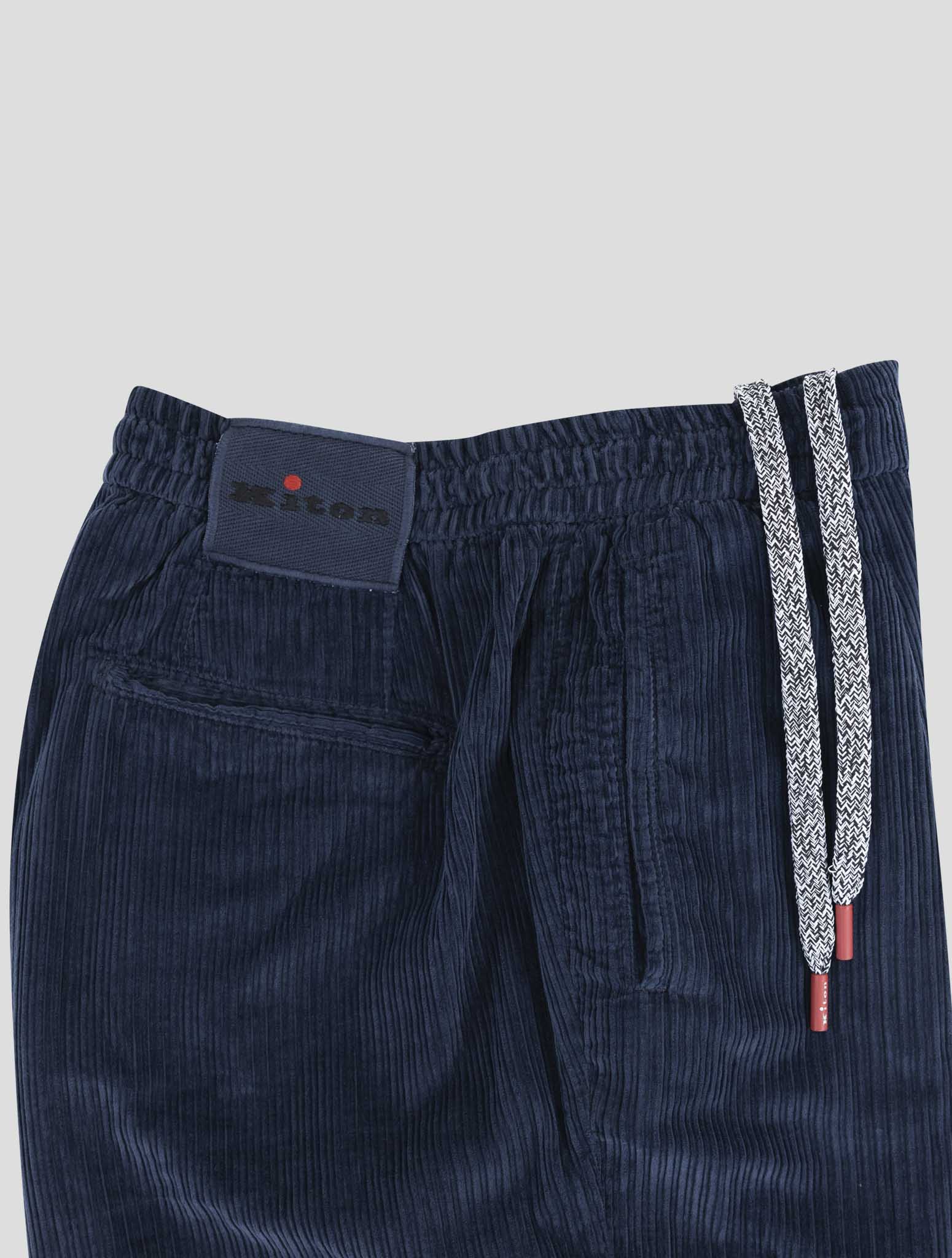 Kiton Blue Cotton Velvet Pants