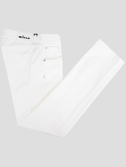 Kiton White Cotton Ea Jeans