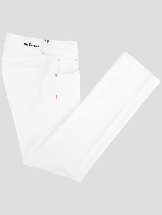 Kiton White Cotton Ea Jeans