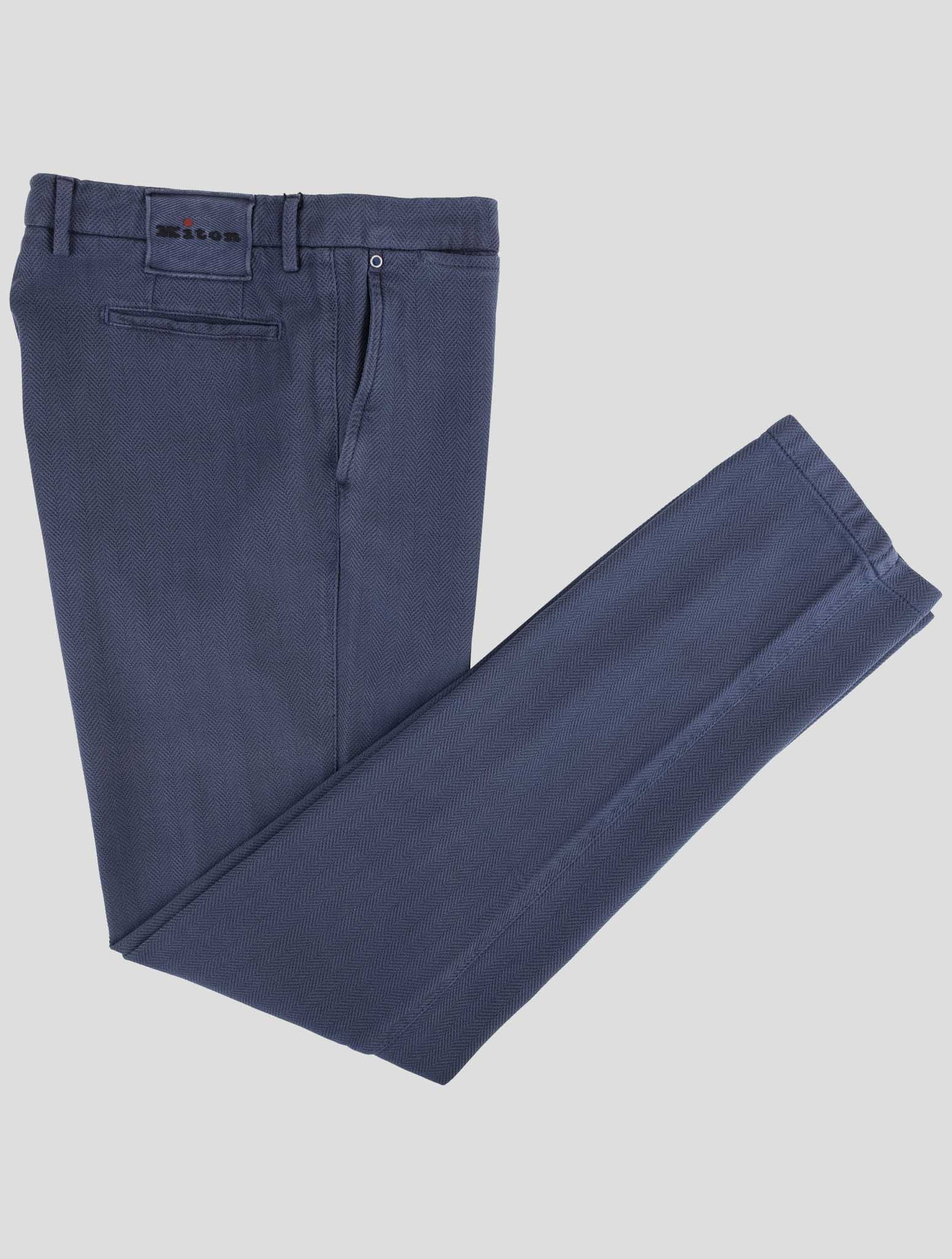 Kiton Blue Cotton Silk Pants