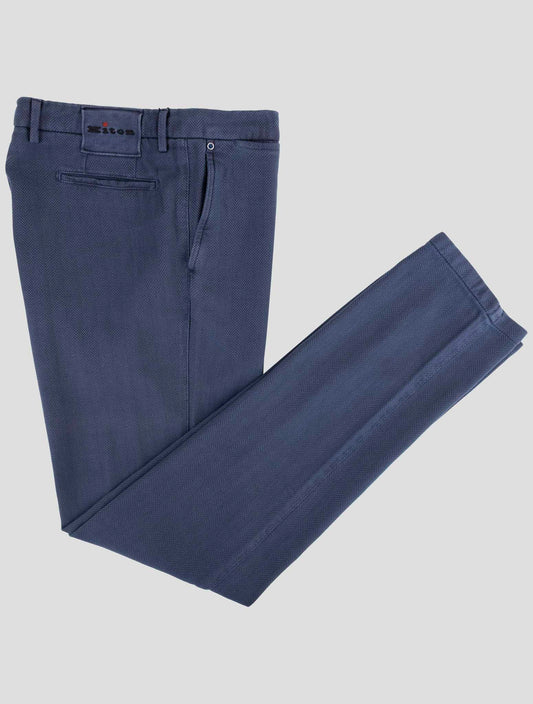 Kiton Blue Cotton Silk Pants